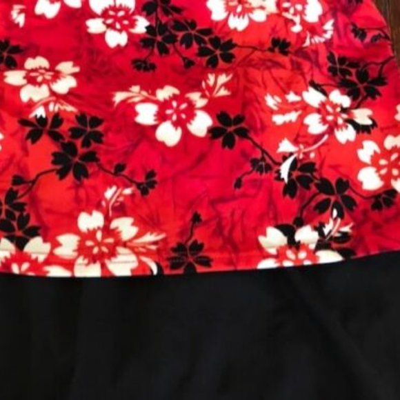 IT FIGURES * Modest RED & BLACK skirted 2-pc TANKINI Swimsuit * sz 10 * EUC - Picture 3 of 7
